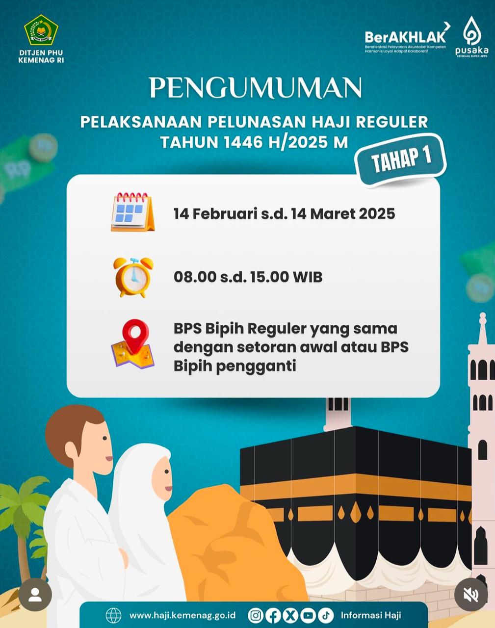 Pelunasan Haji Reguler Tahap 1