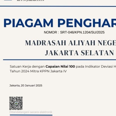 MAN 11 Jakarta Raih Penghargaan KPPN Jakarta IV atas Pengelolaan Anggaran yang Efektif