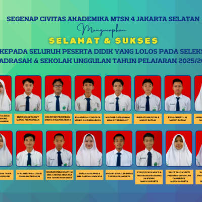 Lulusan MTsN 4 Jakarta Diterima di Berbagai Sekolah Unggulan Nasional