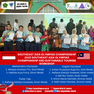 Siswa MTsN 32 Jakarta Selatan Raih Delapan Medali di Ajang Olimpiade Internasional Malaysia