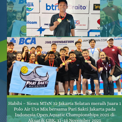 Habibi Siswa MTsN 32 Jakarta Selatan Raih Juara 1 Polo Air di Indonesia Open Aquatic Championships 2025