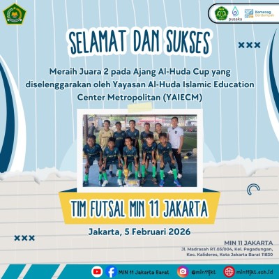 Tim Futsal MIN 11 Jakarta Raih Juara II Al-Huda Cup