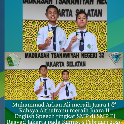 Siswa MTsN 32 Jakarta Selatan Raih Juara English Speech Tingkat SMP