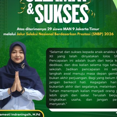 29 Siswa MAN 9 Jakarta Timur Lolos SNBP 2026, Diterima di Berbagai PTN Favorit