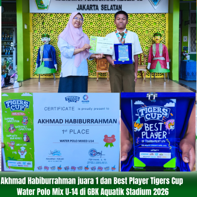 Siswa MTsN 32 Jakarta Raih Juara 1 dan Best Player Tigers Cup Water Polo U-14