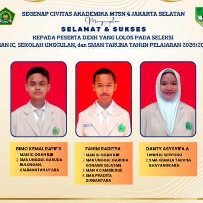 Siswa MTsN 4 Jakarta Diterima di Sejumlah Sekolah Unggulan Nasional