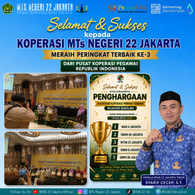 Koperasi MTs Negeri 22 Jakarta Raih Penghargaan Nasional