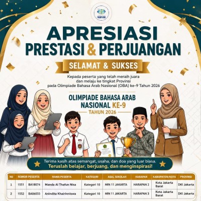 Siswi MIN 11 Jakarta Barat Raih Prestasi pada Olimpiade Bahasa Arab Tingkat Kota