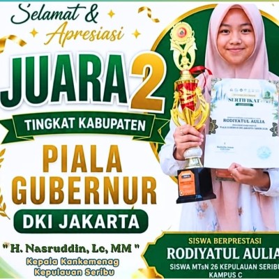 Siswi MTsN 26 Kepulauan Seribu Raih Juara II MTQ Piala Gubernur DKI Jakarta Tingkat Kabupaten